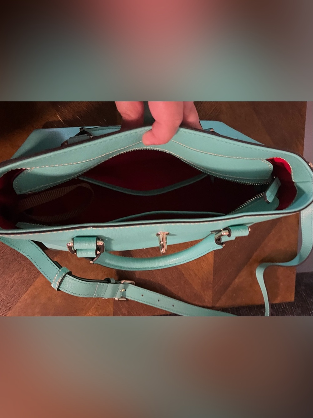 Dooney & Bourke Leather Satchel with Turn-Lock in Spearmint - NWOT - Picture 3 of 8